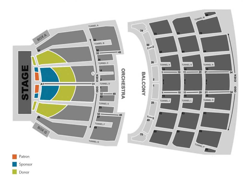 Seating map for the Shrine Auditorium